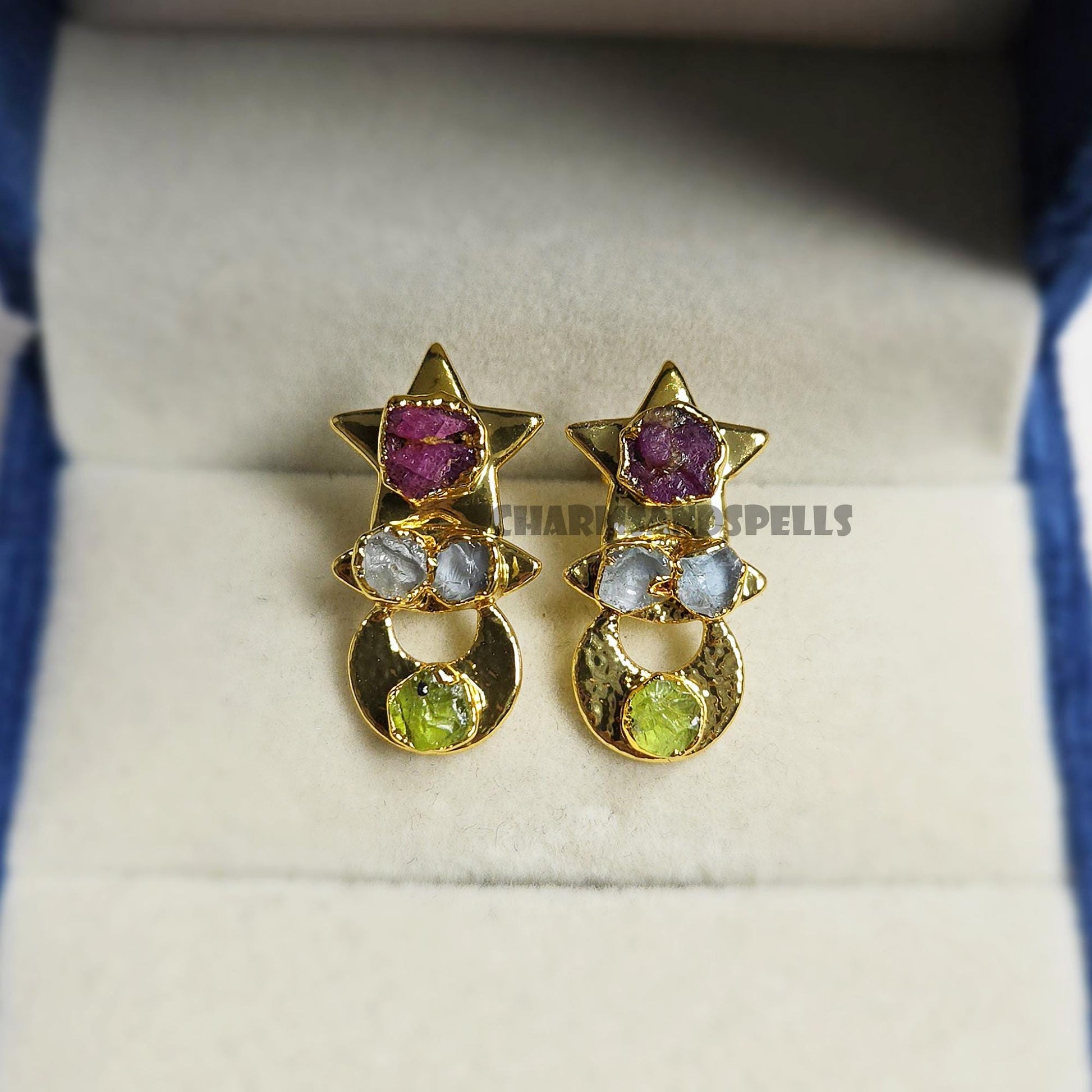 Starlight Orbit Raw Stone Earrings