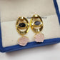 Divine Eye Rough Black Tourmaline & Rose Quartz Earrings| 14K Gold Plated