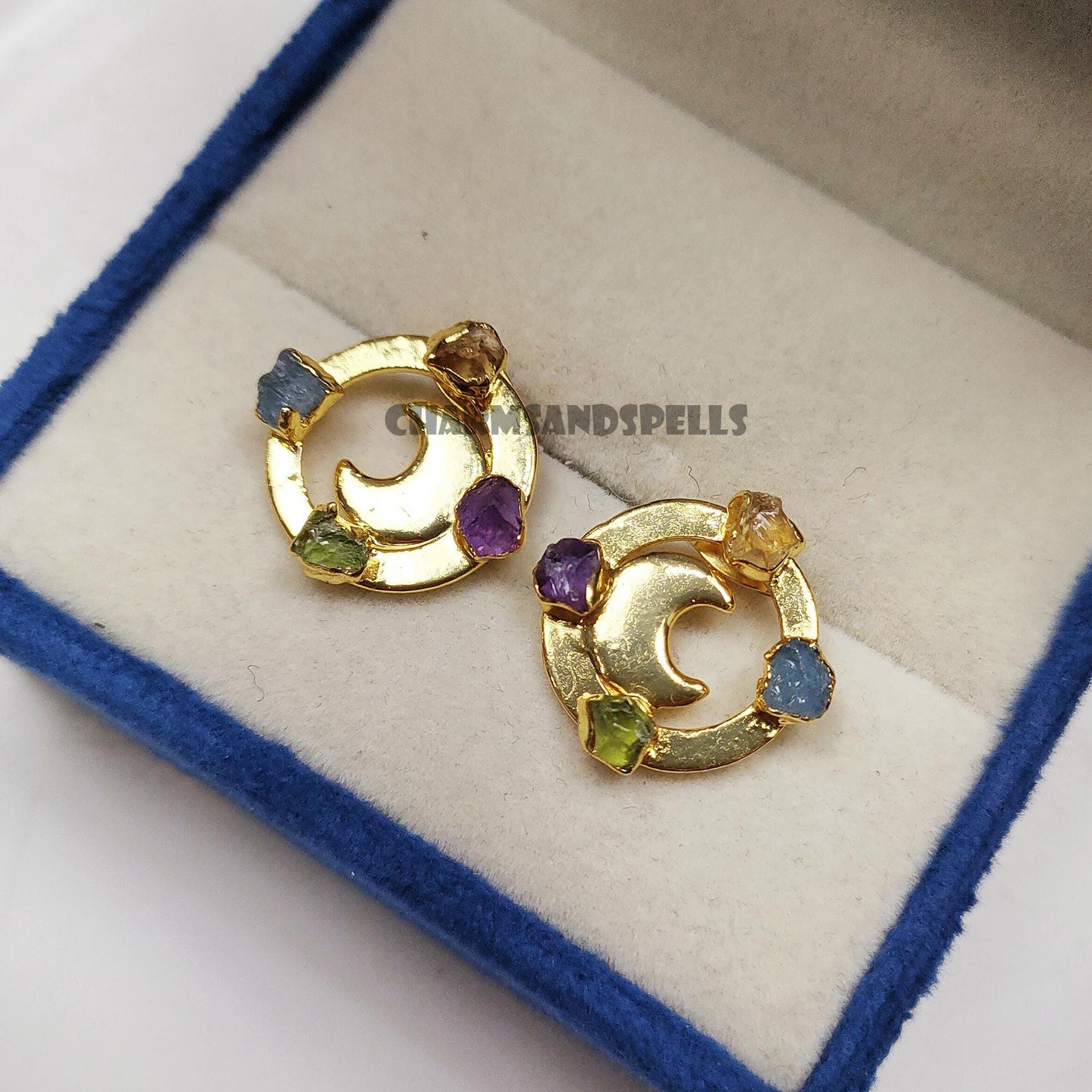 Moonkissed Aura Raw Gemstone Earrings