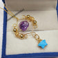Enchanted Nove Raw Amethyst & Turquoise Necklace| 14K Gold Plated Crystal Jewelry