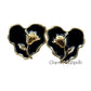 Black Enamel Rose Earrings Gold Plated, Gothic Vintage Floral Studs, Handmade Gift