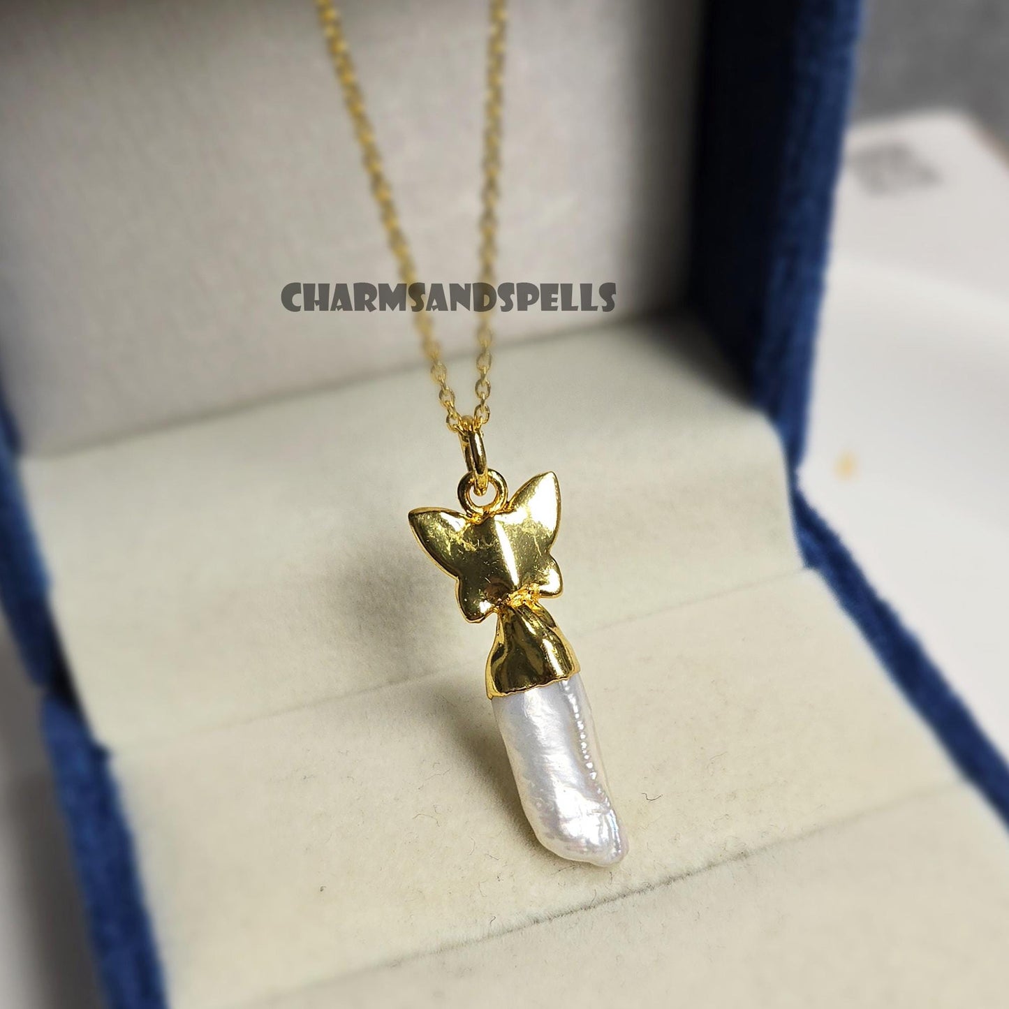 Vintage Freshwater Pearl Butterfly Necklace