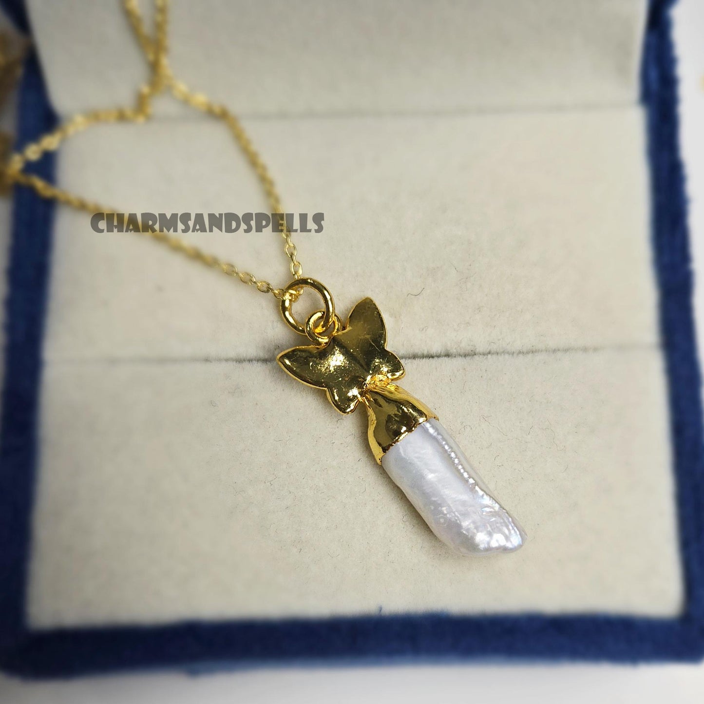 Vintage Freshwater Pearl Butterfly Necklace