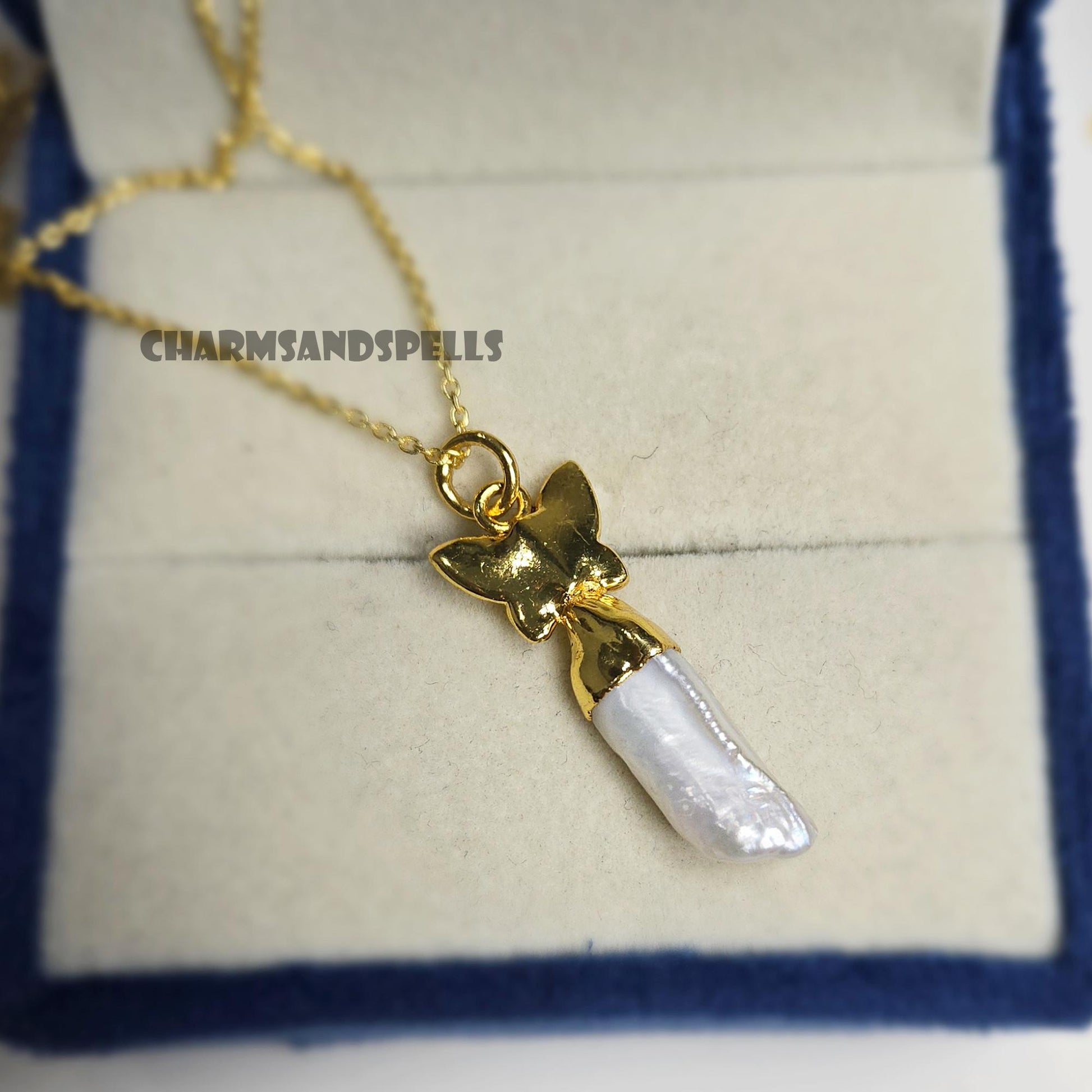 Vintage Freshwater Pearl Butterfly Necklace