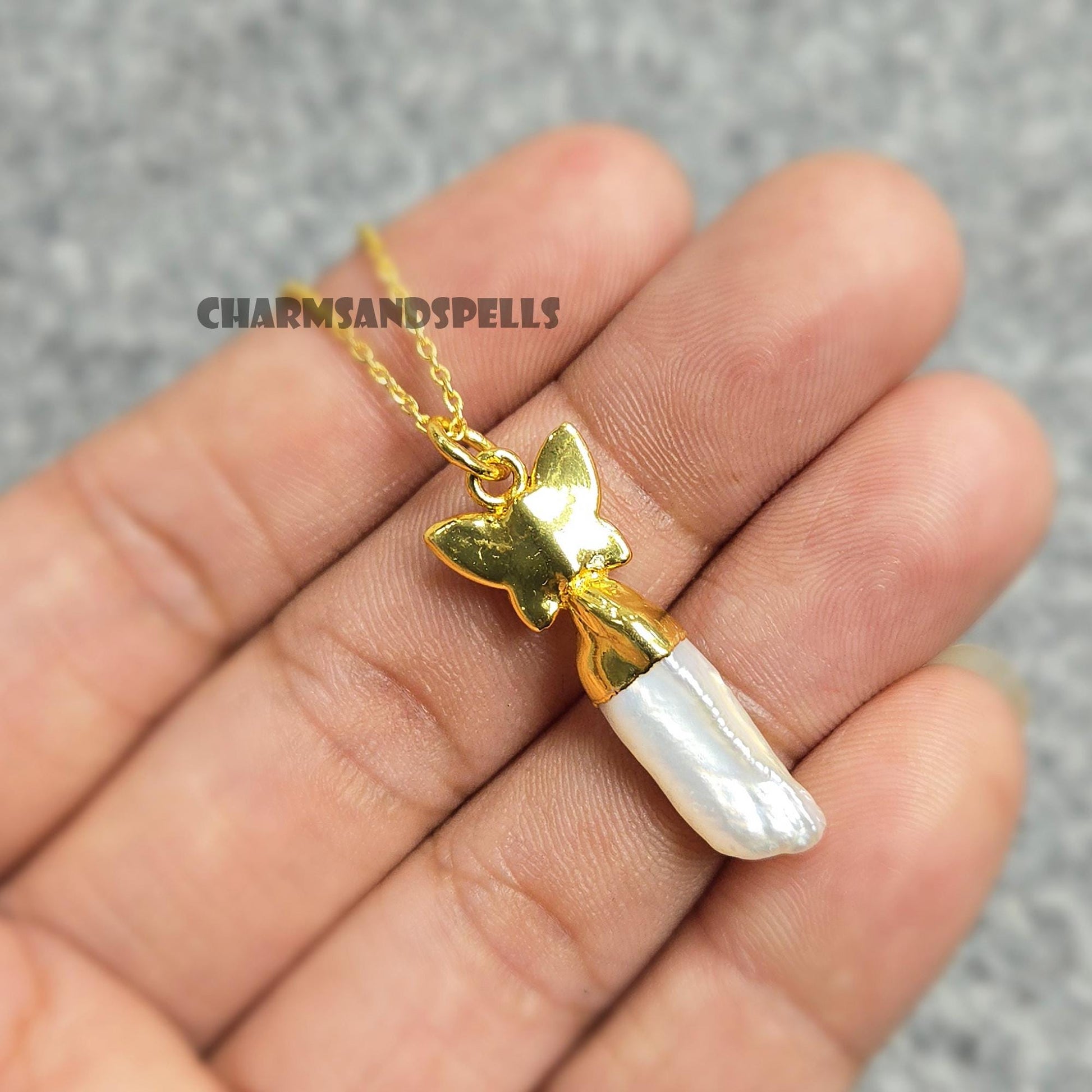 Vintage Freshwater Pearl Butterfly Necklace