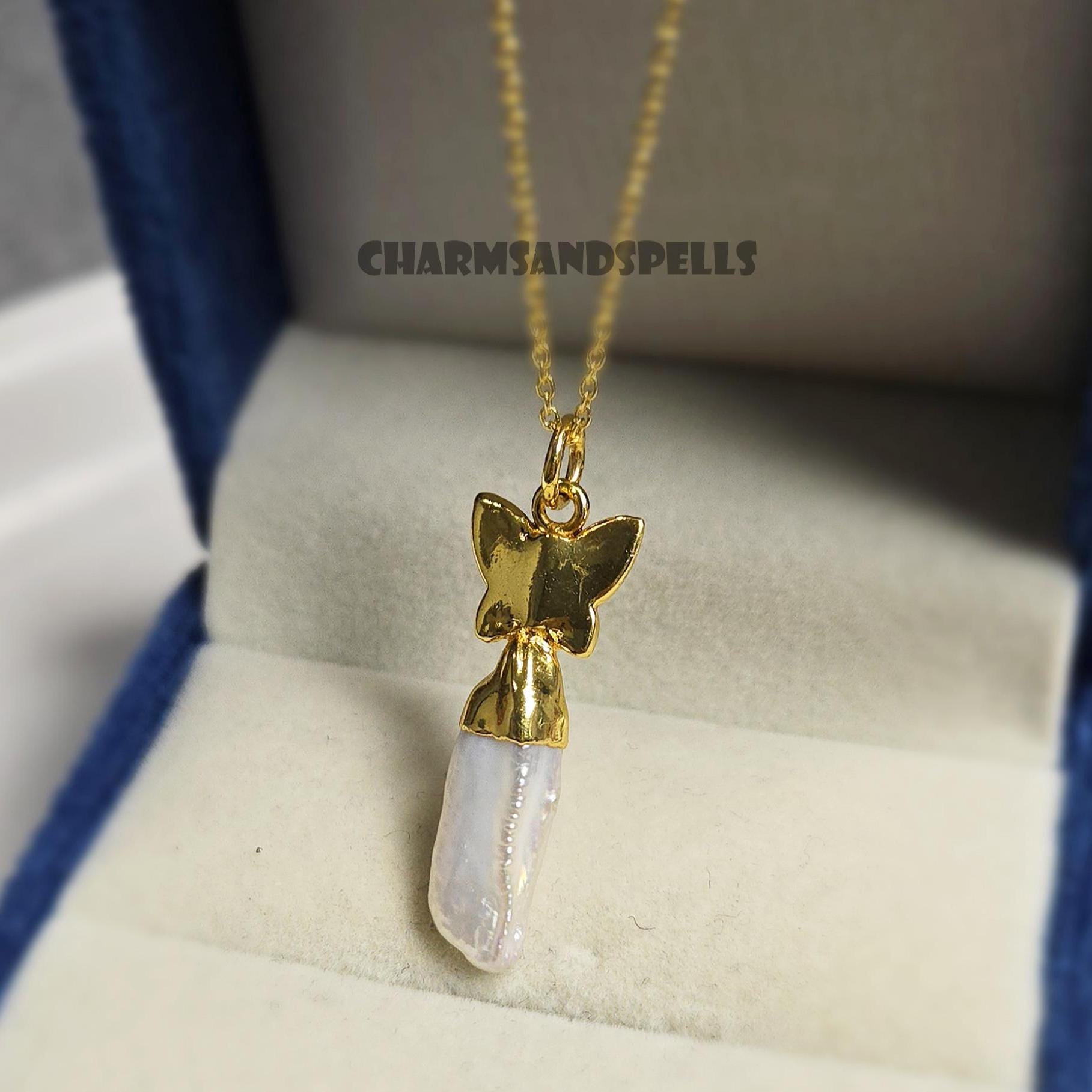 Vintage Freshwater Pearl Butterfly Necklace