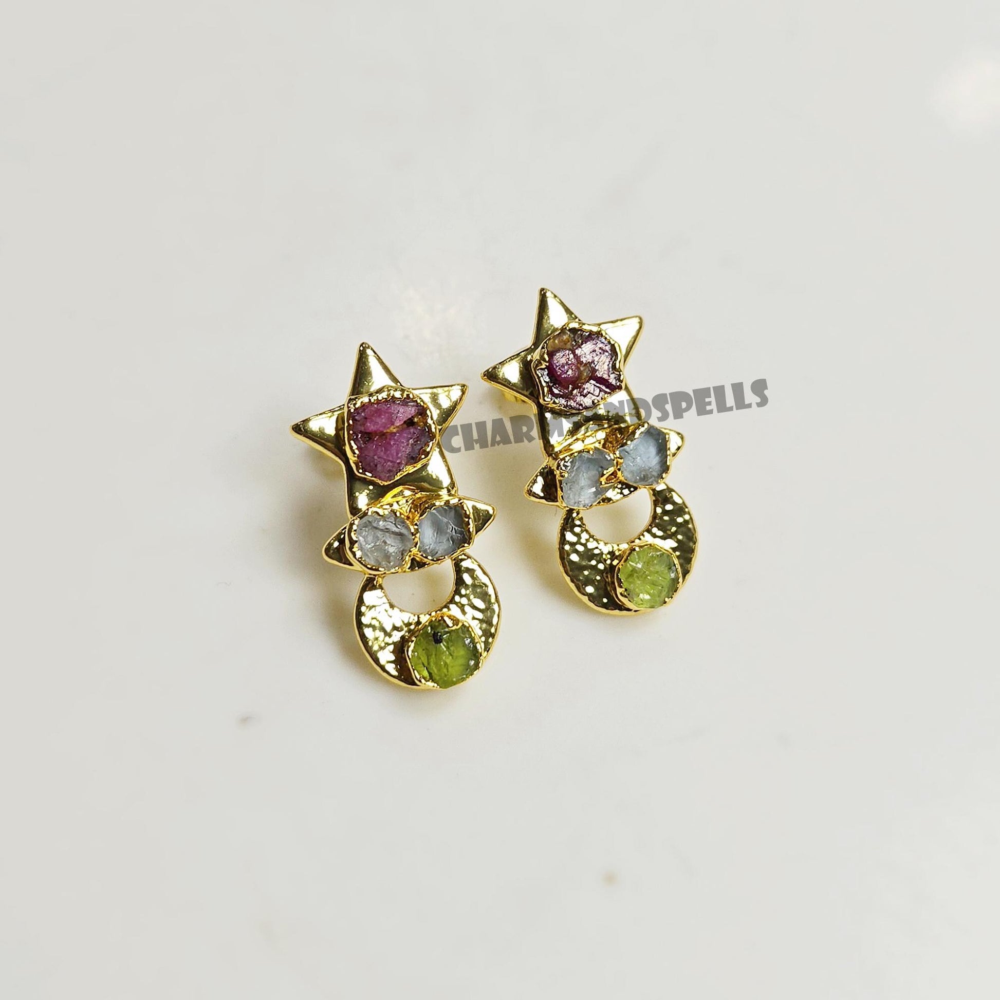 Starlight Orbit Raw Stone Earrings