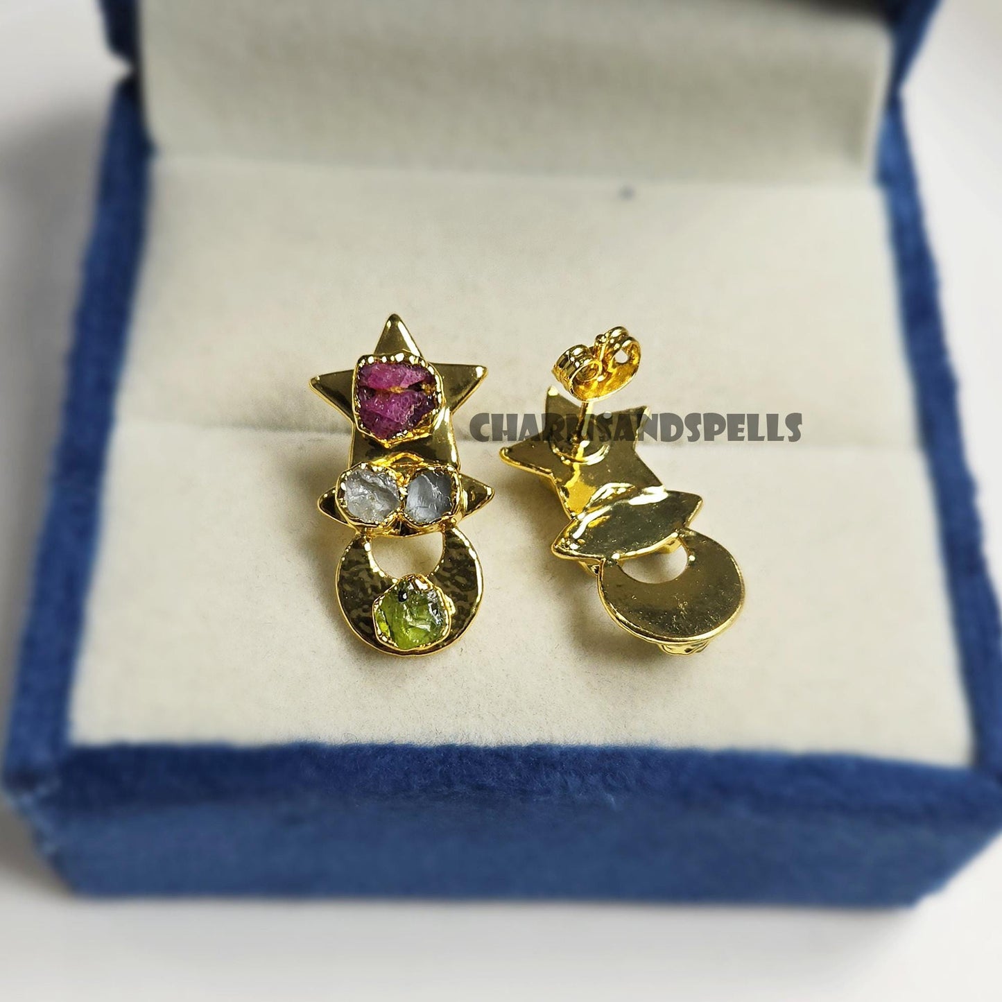 Starlight Orbit Raw Stone Earrings