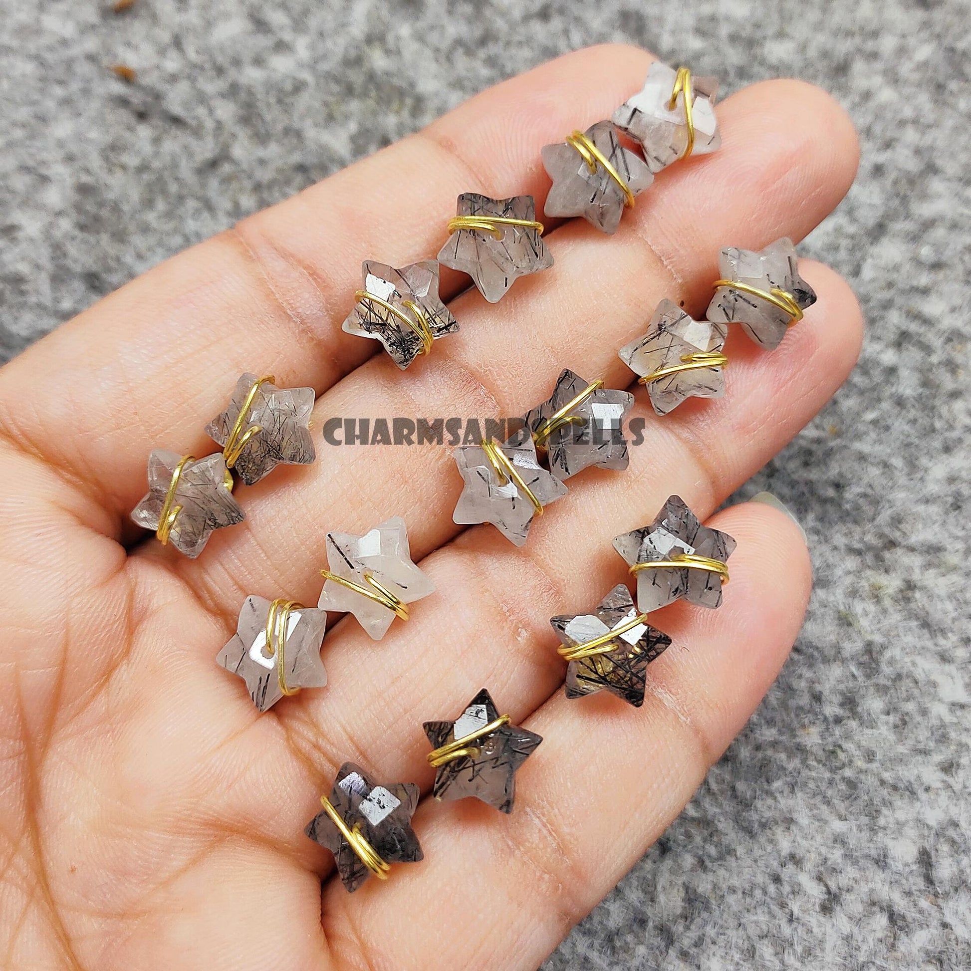 Black Rutilated Quartz Star Studs