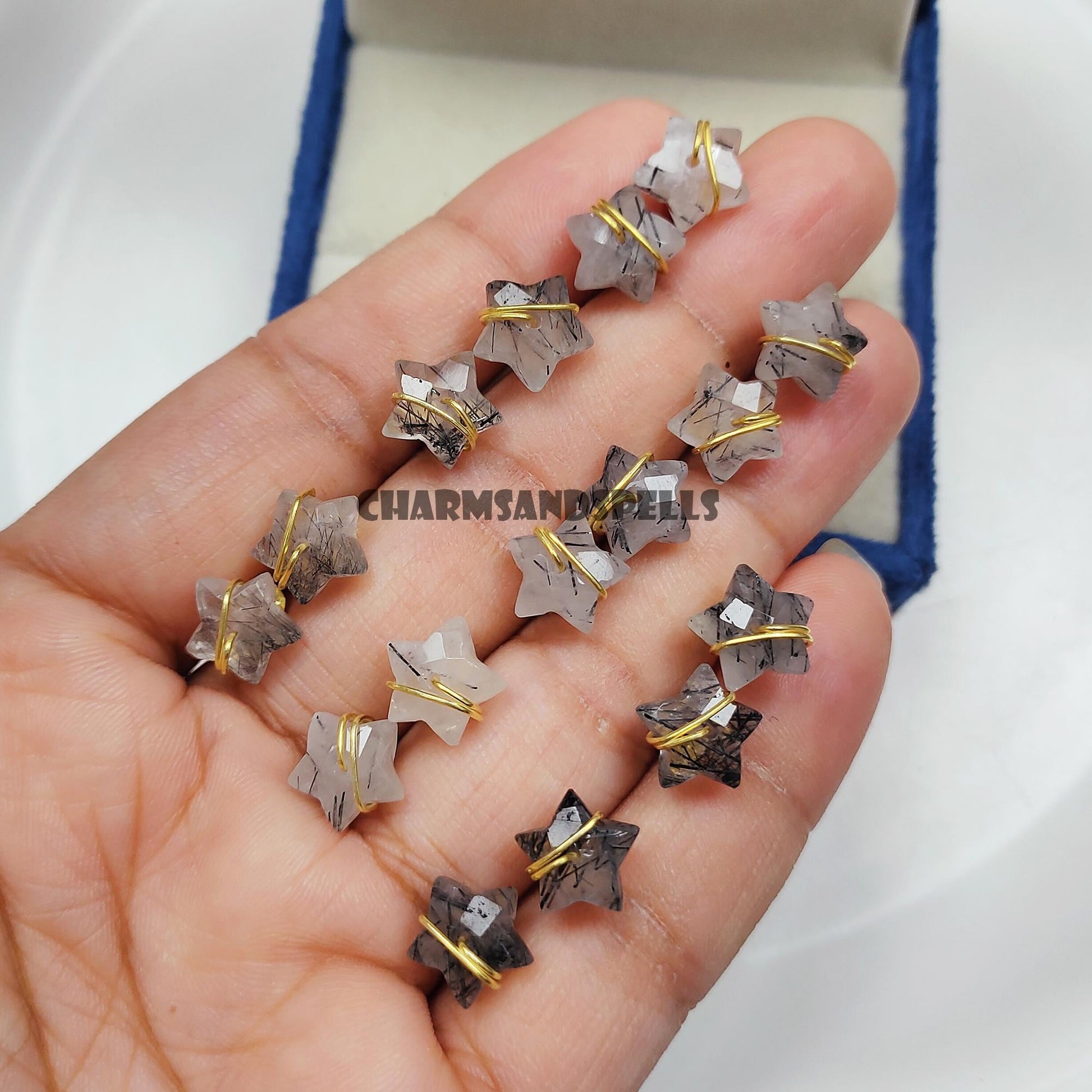 Black Rutilated Quartz Star Studs