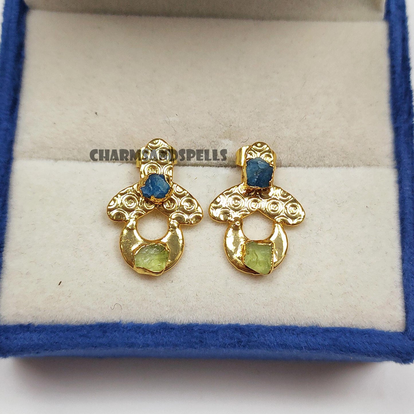 Moonlit Clover Rough Gemstone Earrings