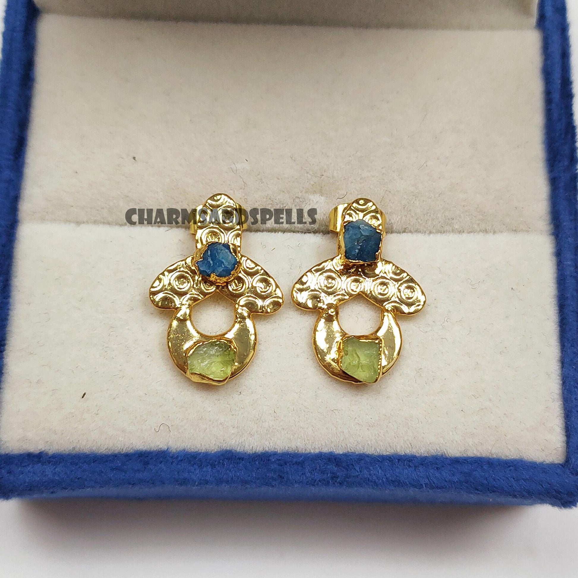 Moonlit Clover Rough Gemstone Earrings