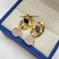 Divine Eye Rough Black Tourmaline & Rose Quartz Earrings| 14K Gold Plated