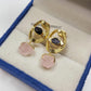 Divine Eye Rough Black Tourmaline & Rose Quartz Earrings| 14K Gold Plated