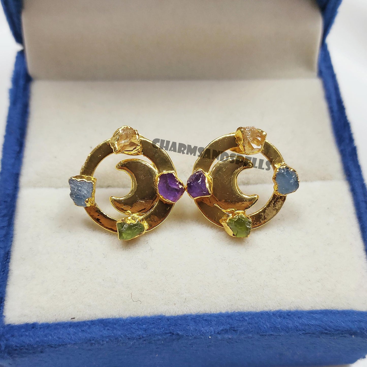 Moonkissed Aura Raw Gemstone Earrings