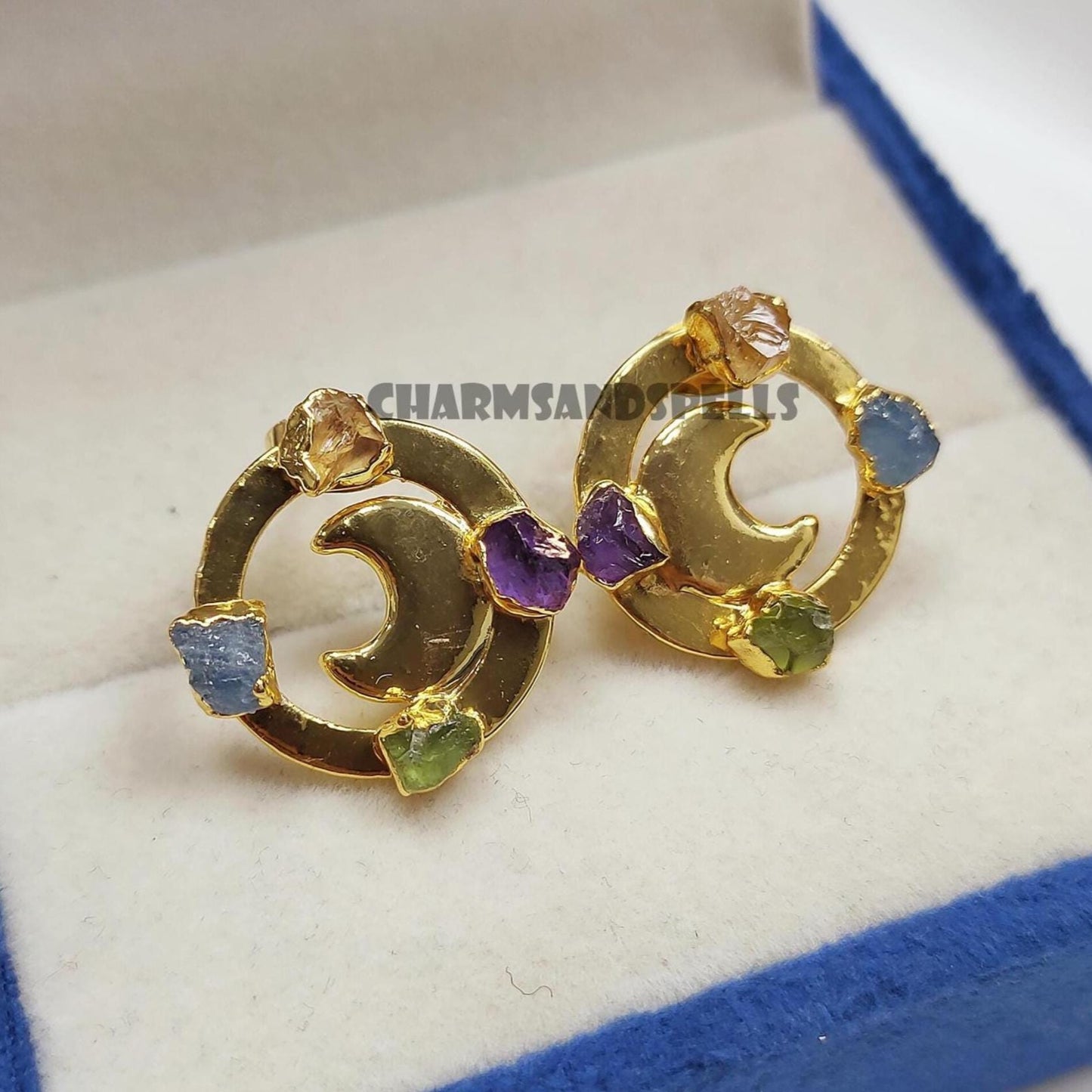 Moonkissed Aura Raw Gemstone Earrings