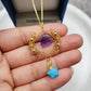 Enchanted Nove Raw Amethyst & Turquoise Necklace| 14K Gold Plated Crystal Jewelry