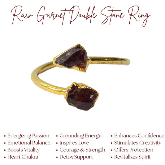 Natural Raw Red Garnet Promise Ring| For Birthday Gift