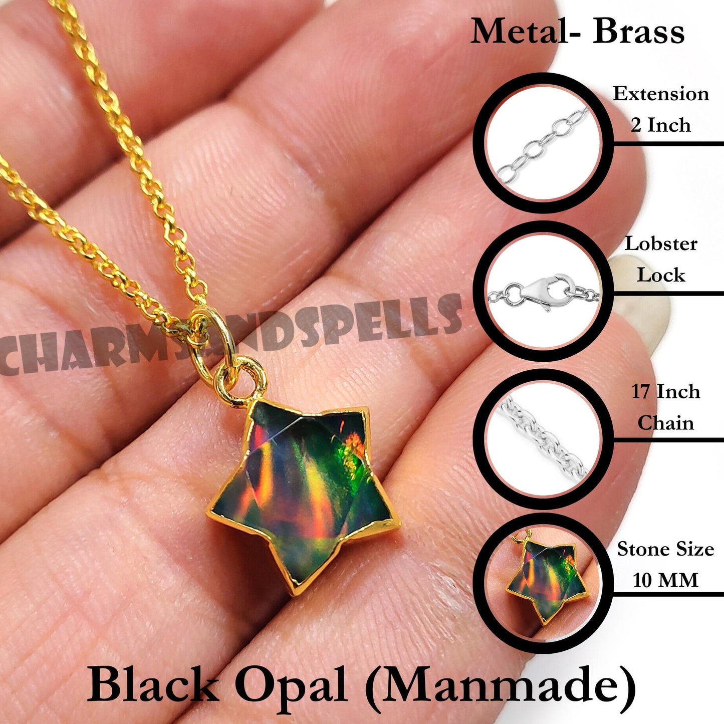 Aurora Opal Star Pendant Necklace