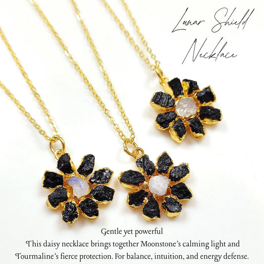 Daisy Flower Crystal Necklace| Raw Gemstone Pendant| Boho Healing Jewelry