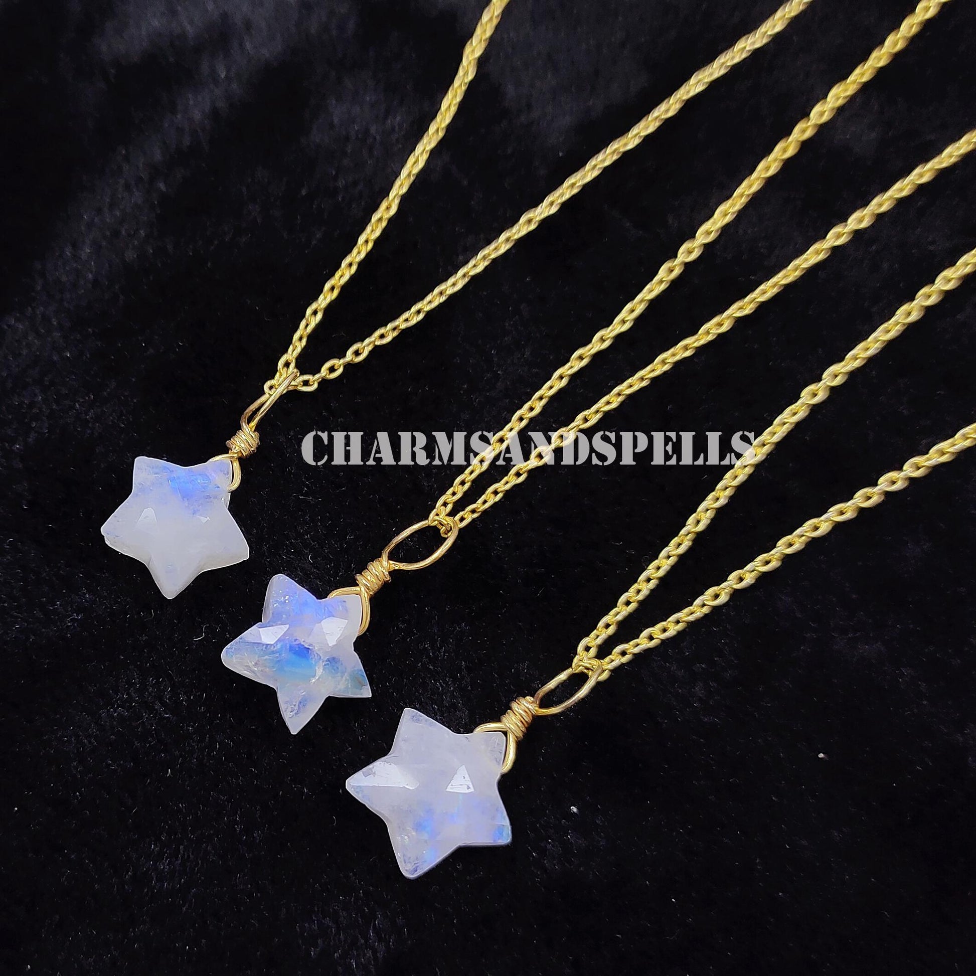Rainbow Moonstone Star Necklace