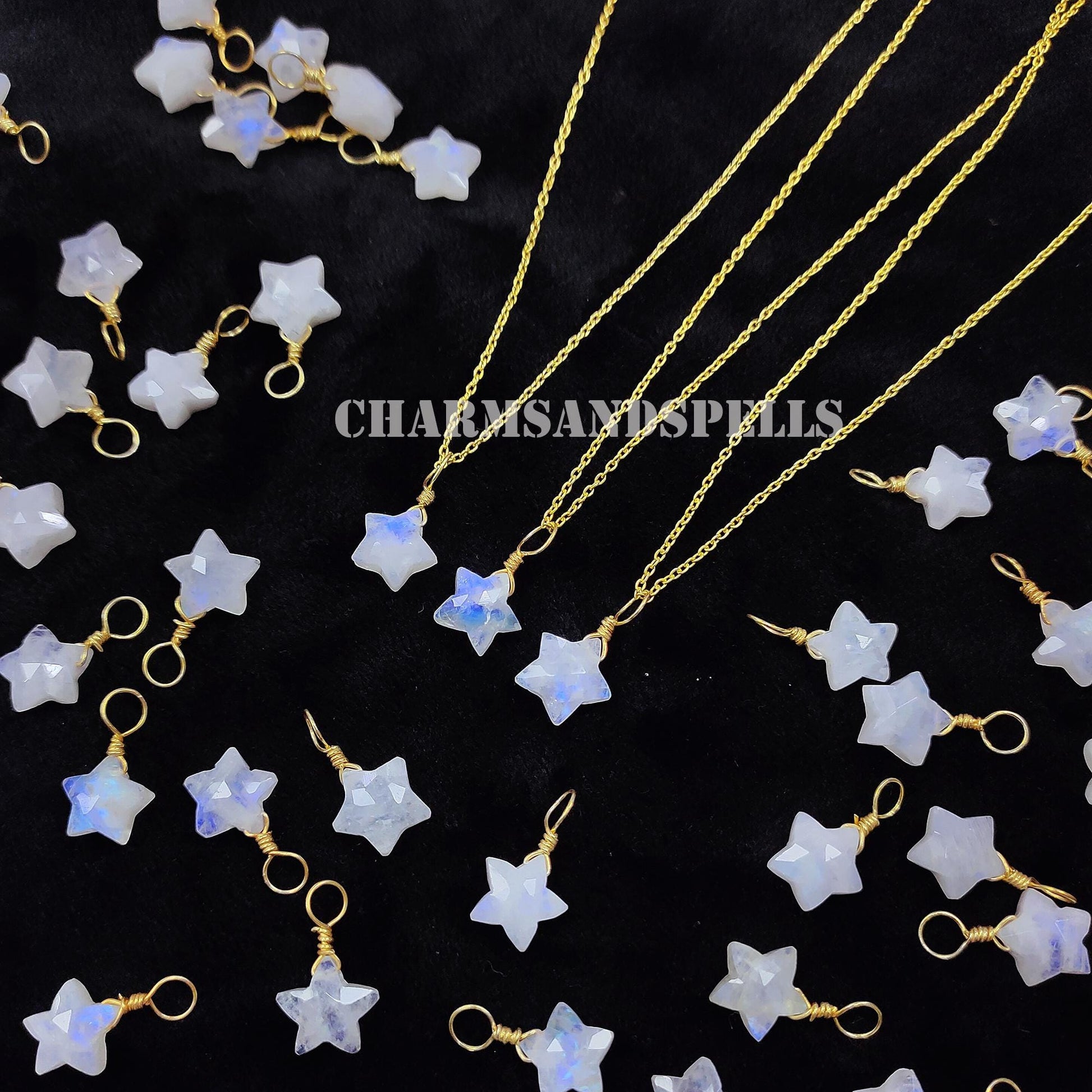 Rainbow Moonstone Star Necklace