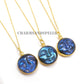 Blue Flash Labradorite Moon Face Necklace, 14k Gold Plated Healing Pendant