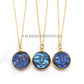 Blue Flash Labradorite Moon Face Necklace, 14k Gold Plated Healing Pendant