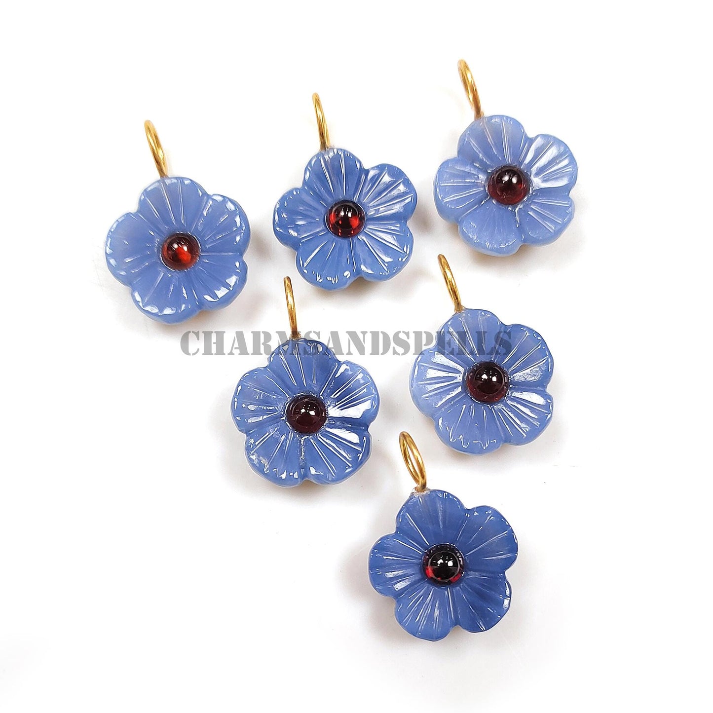 Carved Blue Onyx Flower Necklace