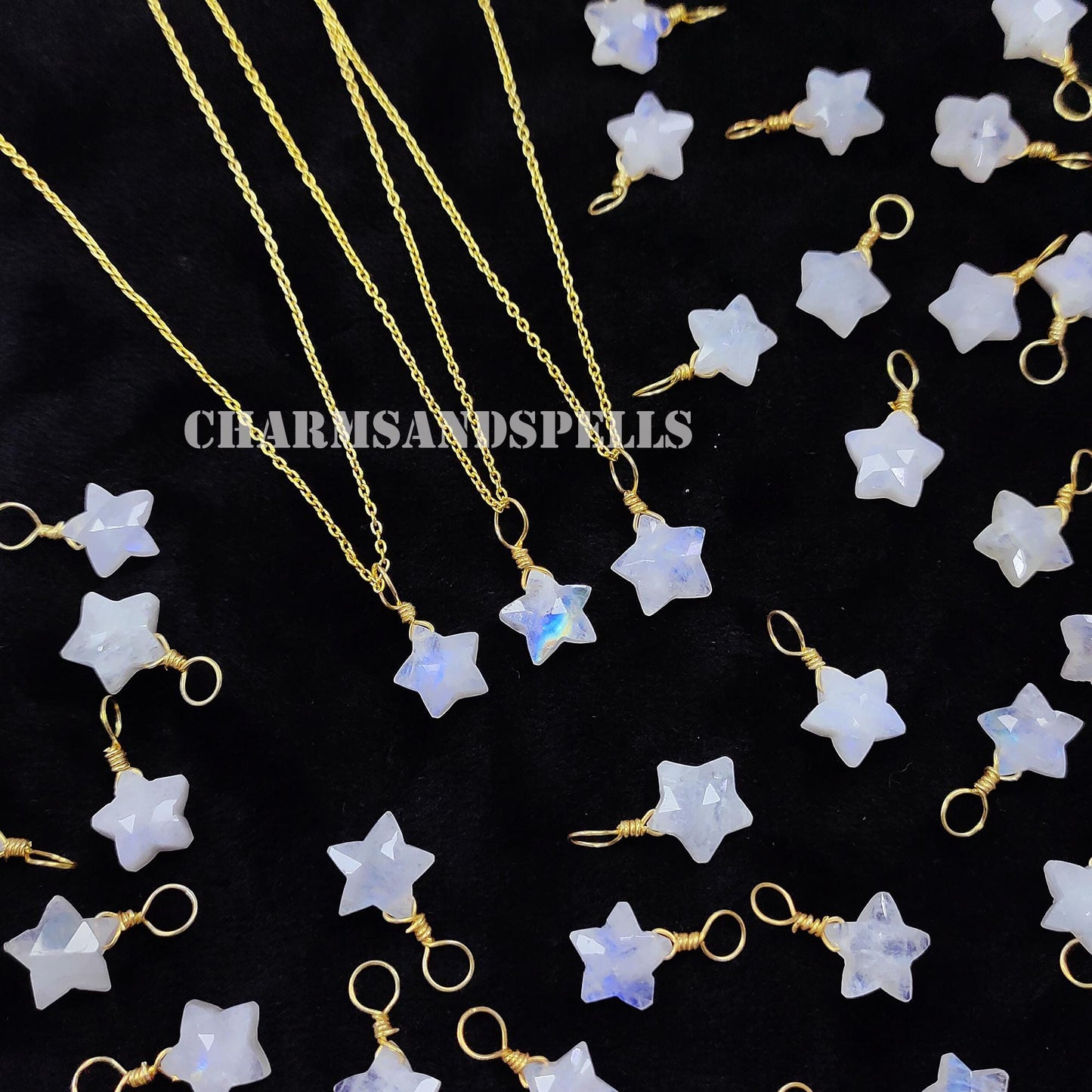 Rainbow Moonstone Star Necklace