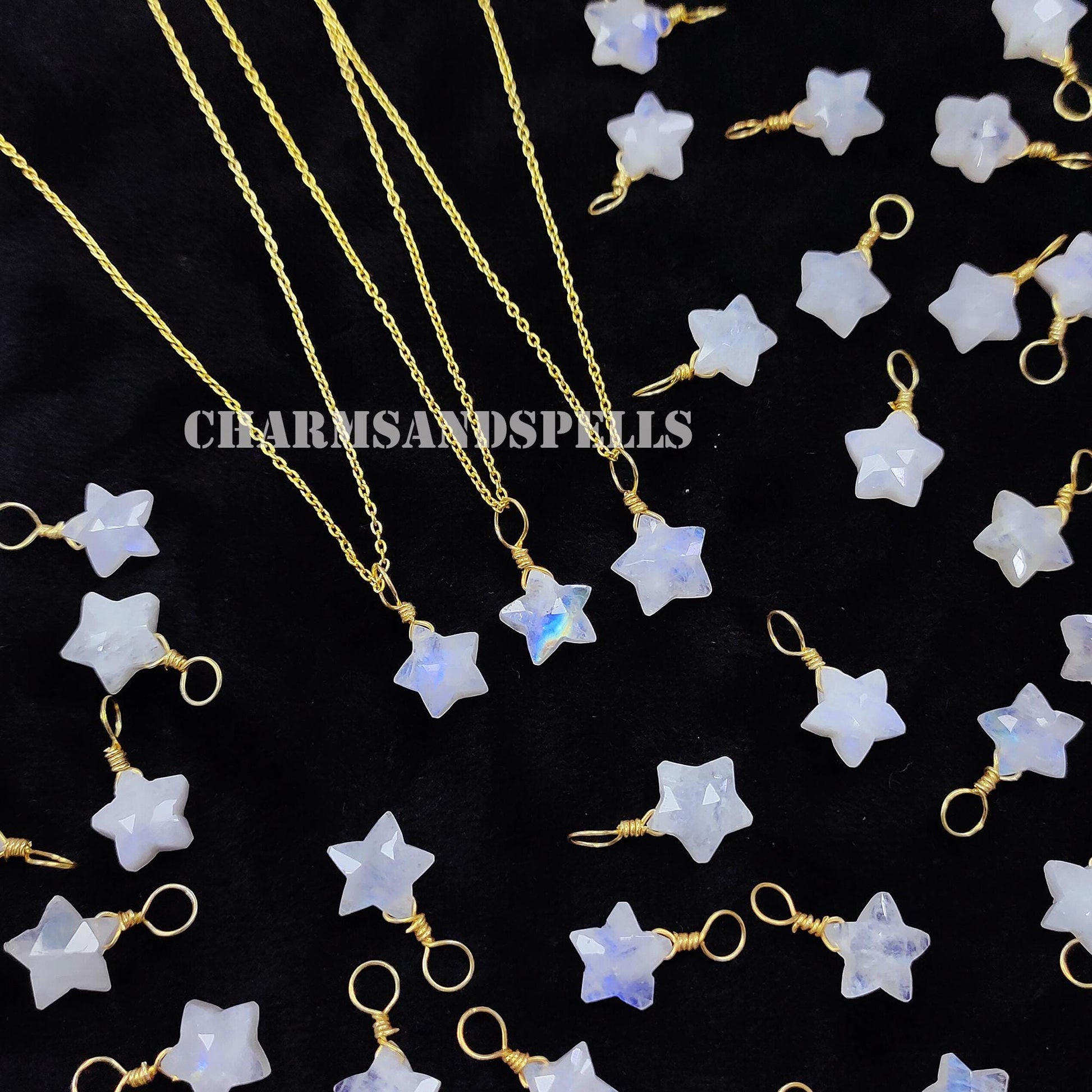 Rainbow Moonstone Star Necklace