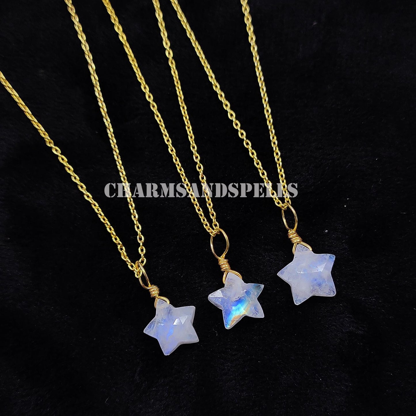 Rainbow Moonstone Star Necklace