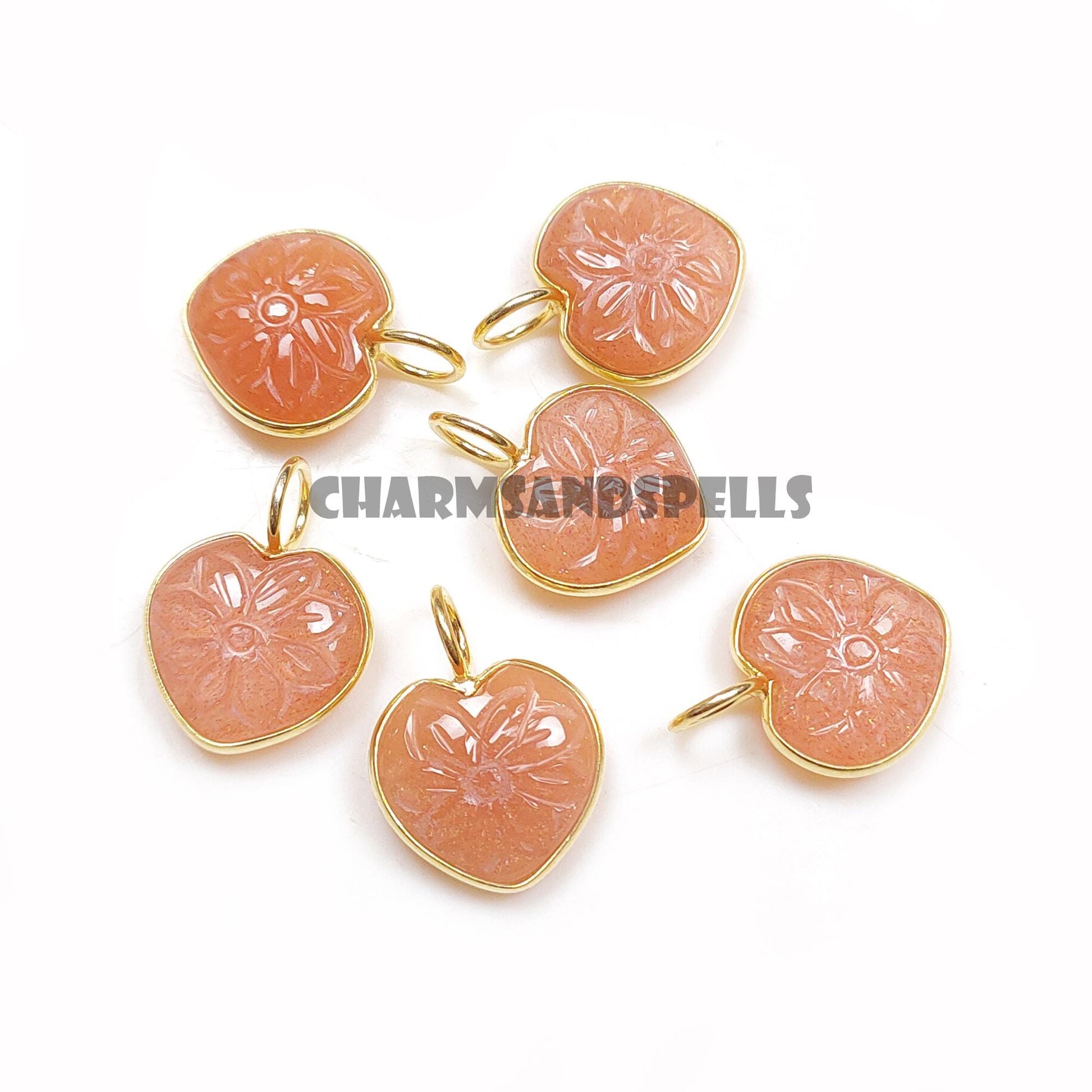 Peach Moonstone Heart Pendant