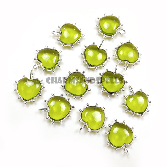 Peridot Quartz Heart Necklace, 925 Silver August Birthstone Pendant Gift