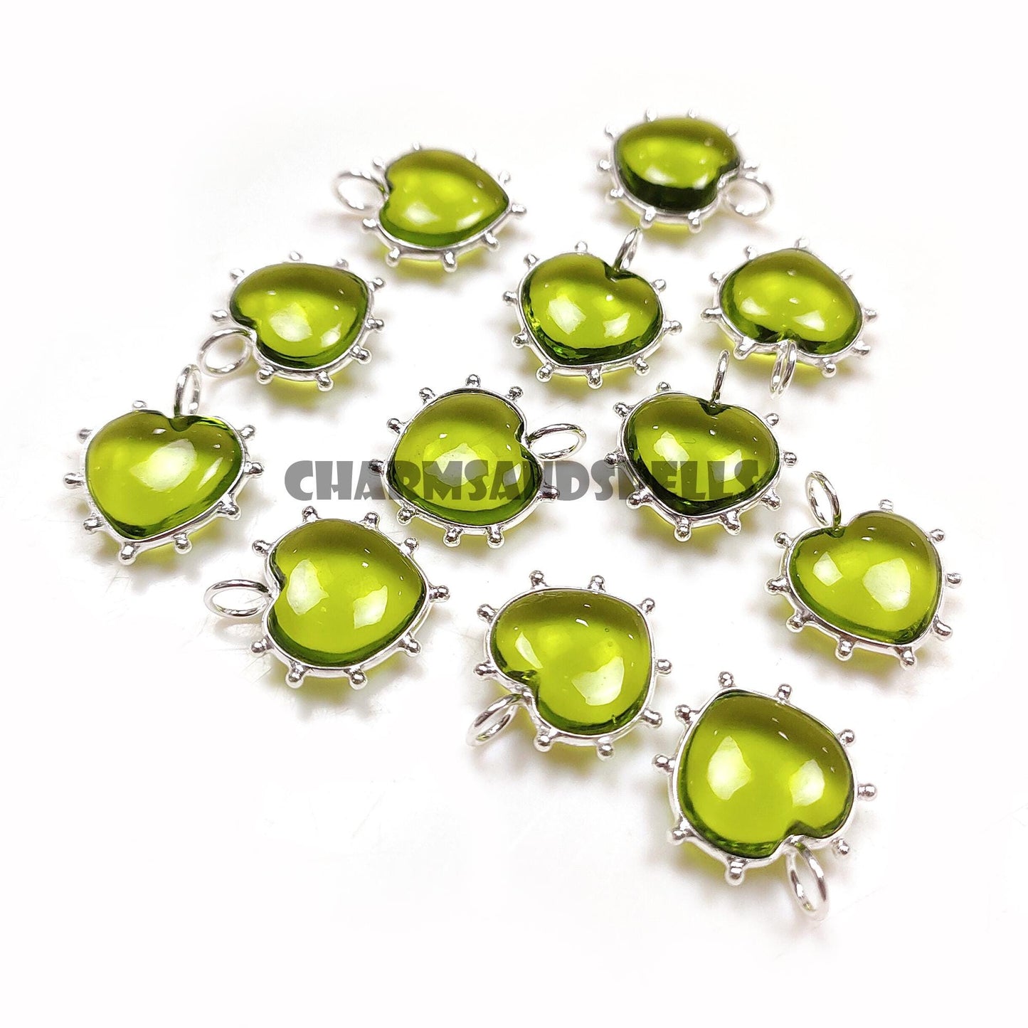 Peridot Quartz Heart Necklace, 925 Silver August Birthstone Pendant Gift