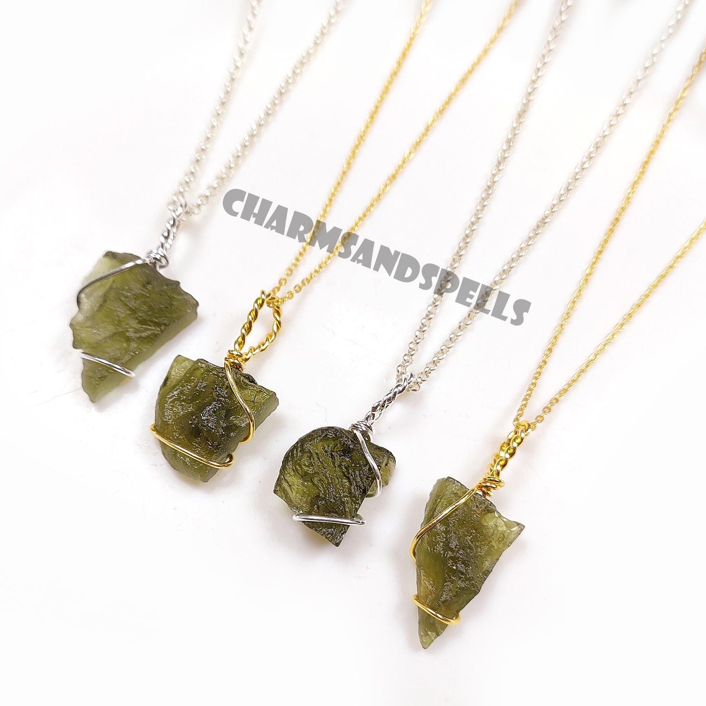 Raw Moldavite Wire Wrapped