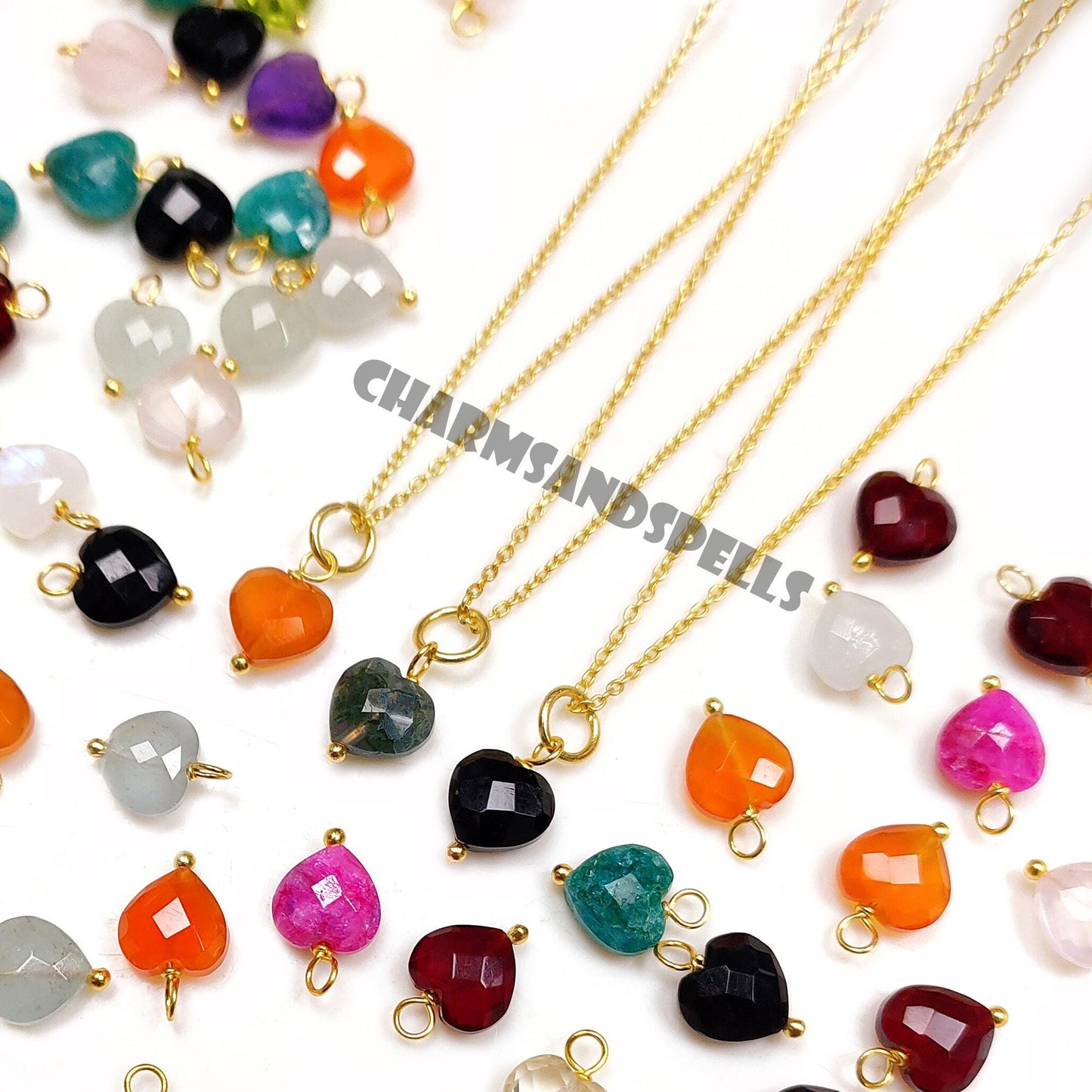 Gemstone Heart Pendant| 925 Silver Wire Wrapped Necklace| Handmade Heart Charm