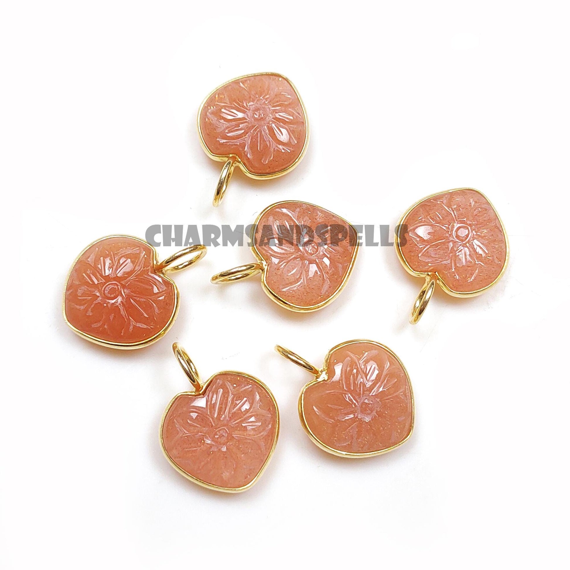 Peach Moonstone Heart Pendant