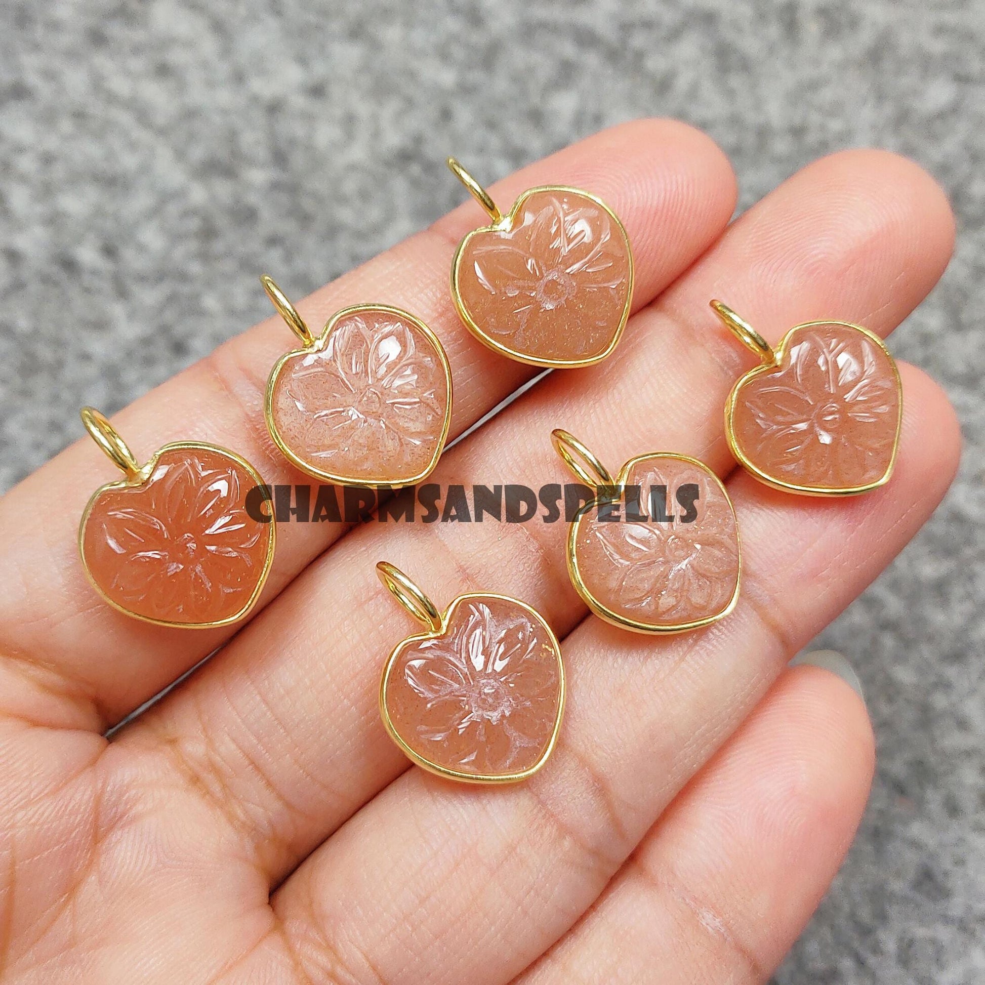 Peach Moonstone Heart Pendant