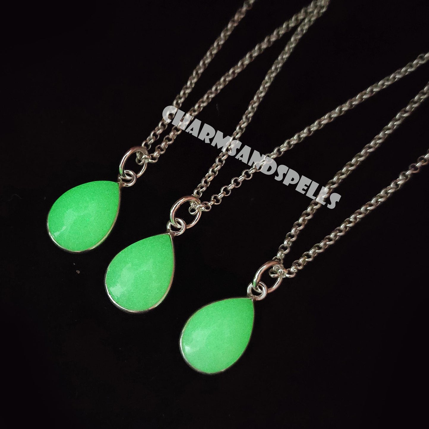 Glow in the Dark Crystal Necklace, Glowing Pendant, Couple & Christmas Gift