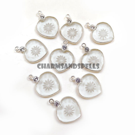 Clear Quartz Heart Necklace, 925 Silver Love Pendant, Healing Crystal Gift