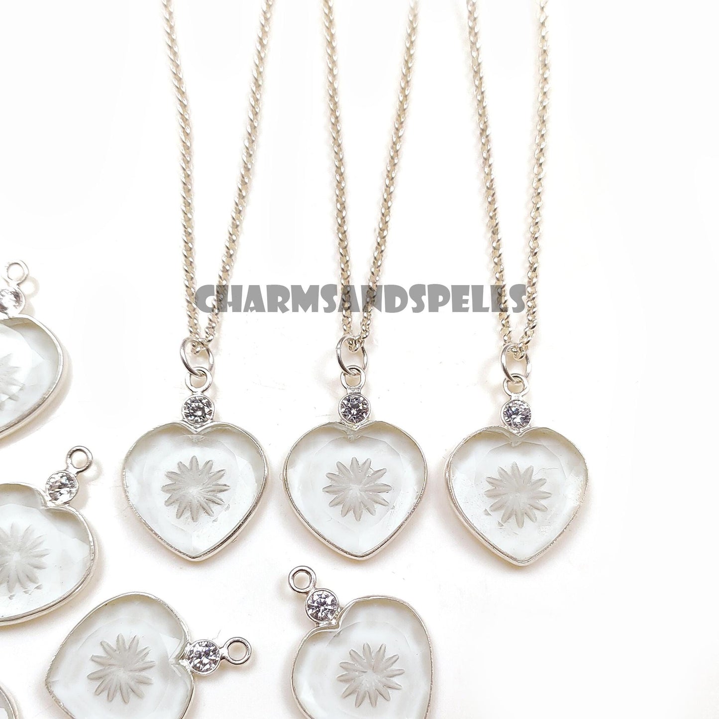 Clear Quartz Heart Necklace, 925 Silver Love Pendant, Healing Crystal Gift