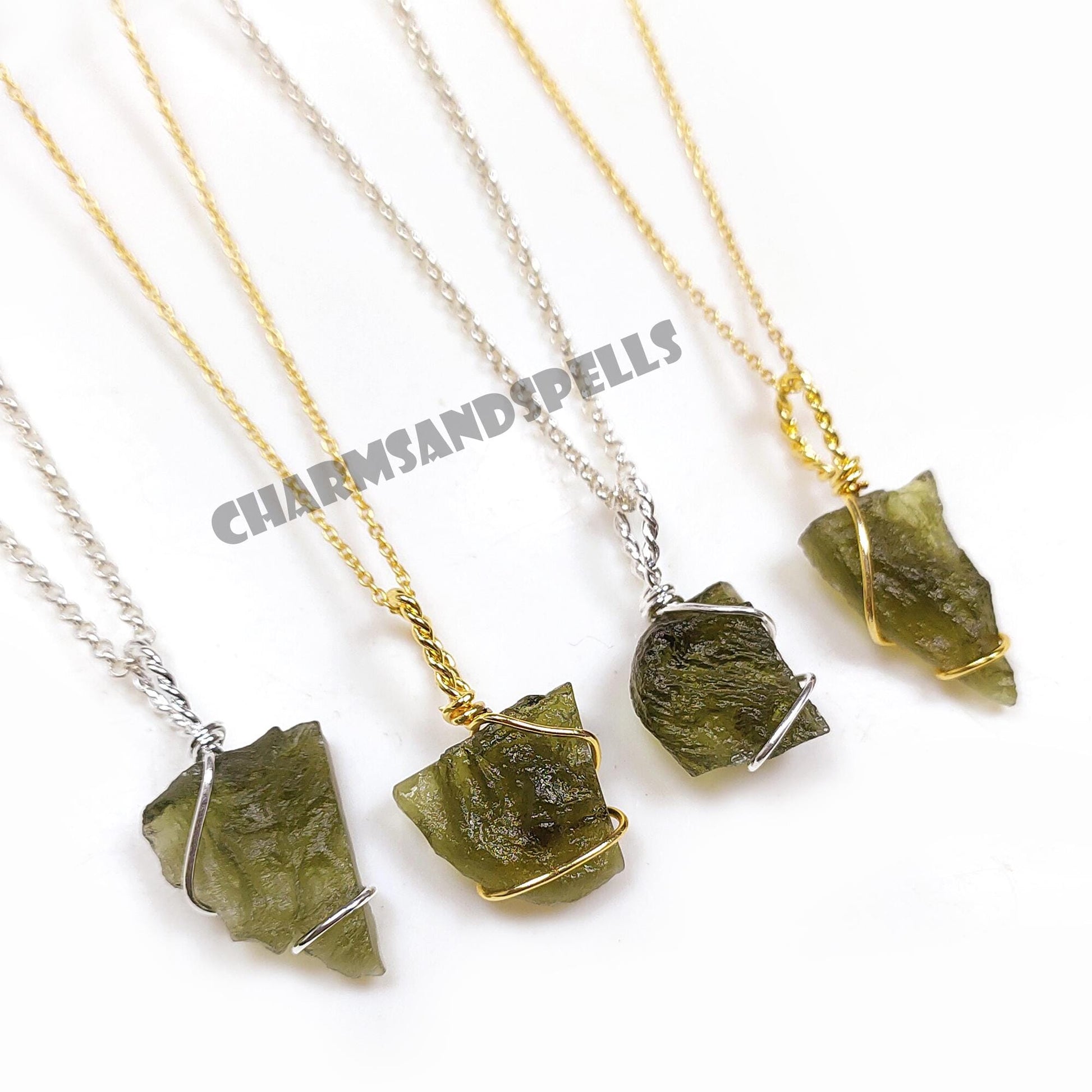 Raw Moldavite Wire Wrapped