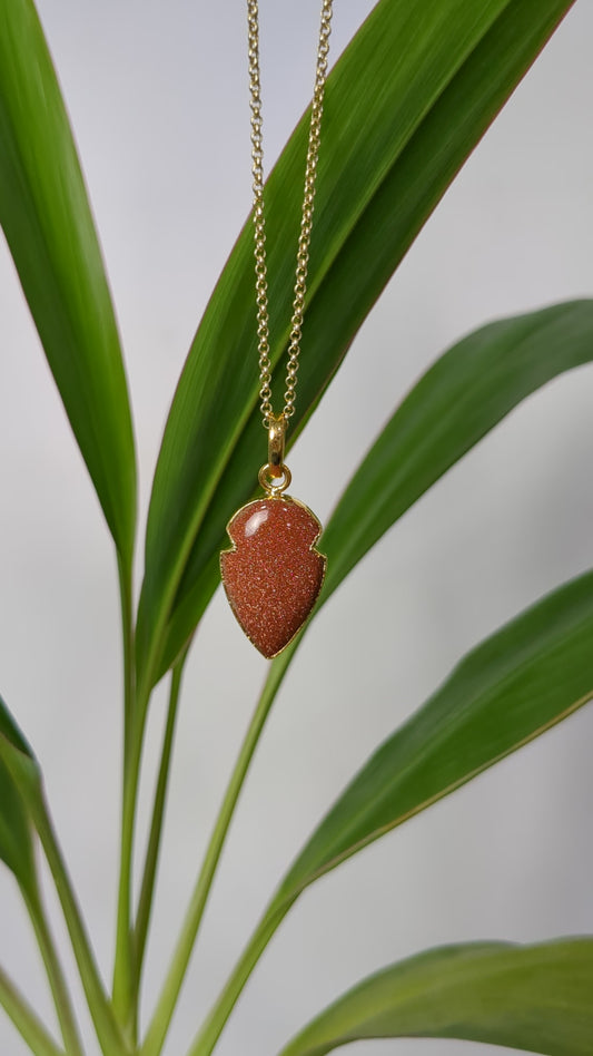 Natural Golden Sandstone Arrowhead Pendant Necklace • Gift for Her • Gifts for Mom • Birthday Gift • Best Friend Gift • Anniversary Gift