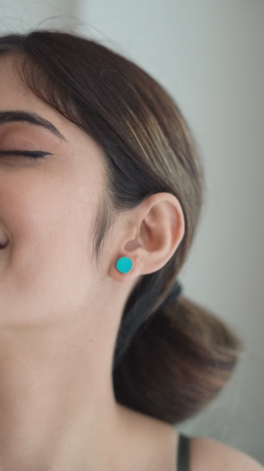 Raw Turquoise Crystal Stud Earrings| Healing Gemstone Jewelry