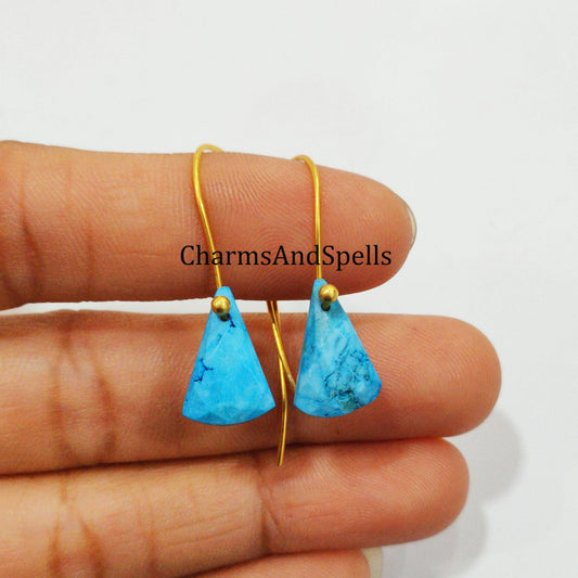 Turquoise Howlite Earrings, Statement Earrings, Dainty Jewelry, Handmade Earrings, Gold Plated Earrings, Bohemian Earrings - Charms And Spells