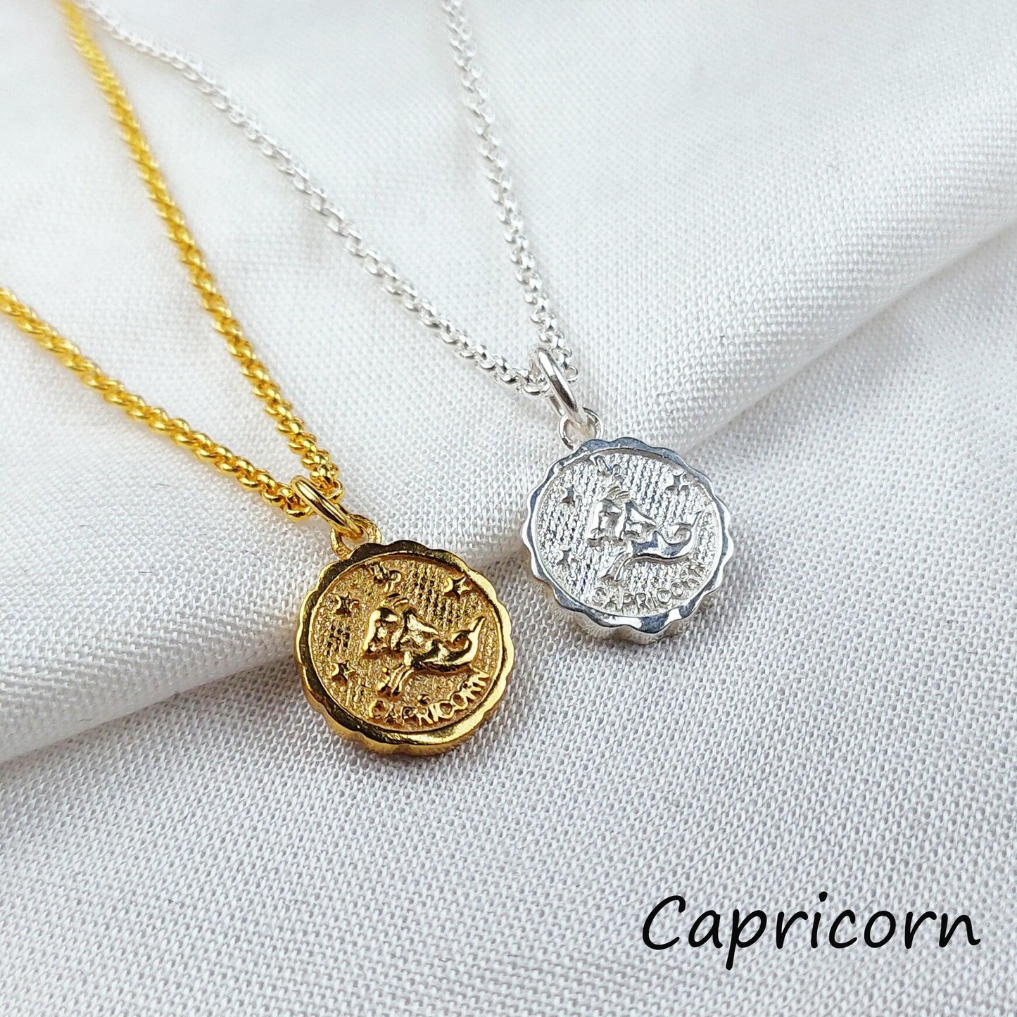 zodiac jewelry, Capricorn jewelry, horoscope sign, symbol minoan style, Gold/Silver plated necklace, unique creation - Charms And Spells