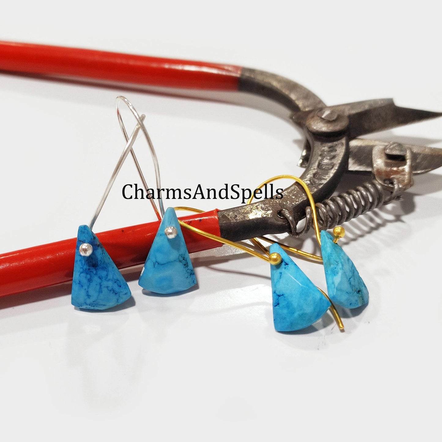 Turquoise Howlite Earrings, Statement Earrings, Dainty Jewelry, Handmade Earrings, Silver Plated Earrings, Bohemian Earrings - Charms And Spells