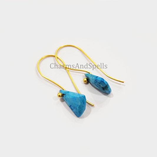 Turquoise Howlite Earrings, Statement Earrings, Dainty Jewelry, Handmade Earrings, Gold Plated Earrings, Bohemian Earrings - Charms And Spells