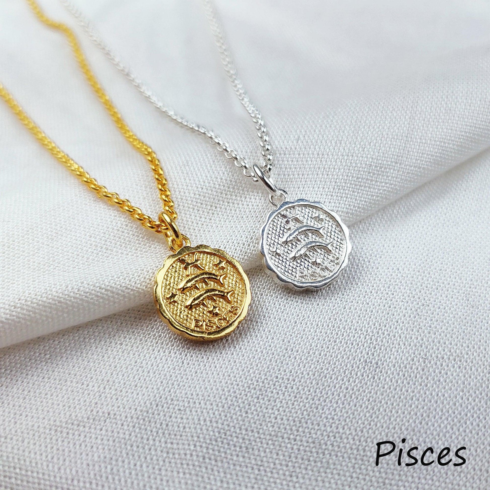 Pisces Necklace, Religious Necklace, Witch Necklace, Zodiac Necklace , Zodiac Sign, 14K Gold Plated, Gift for Birthday - Charms And Spells